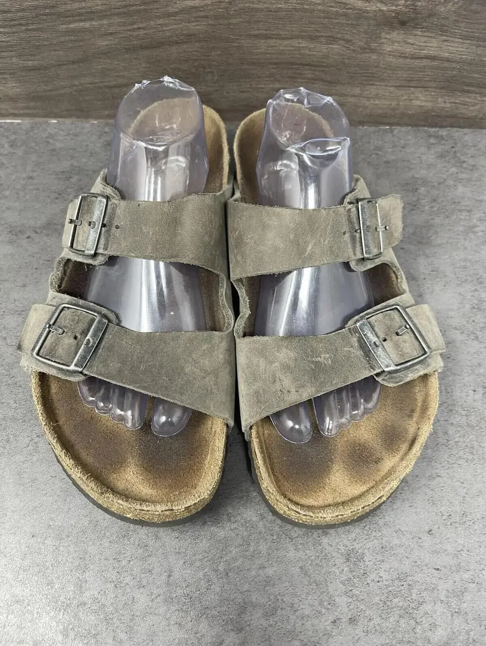 Birkenstock Arizona Taupe Suede Leather Sandals Mens Size 11 (44) Slide - Picture 3 of 8